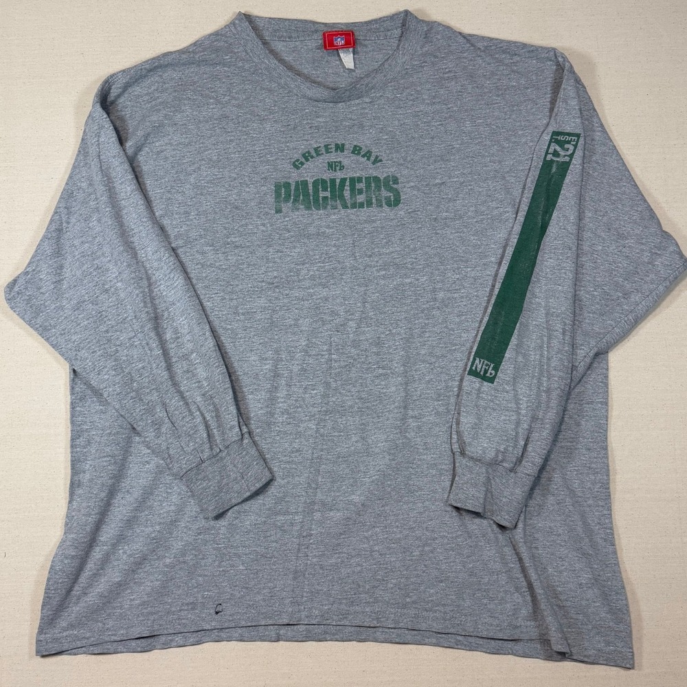 Vintage NFL Green Bay Packers Long Sleeve Shirt Mens 2XL Graphic Tee Flaws